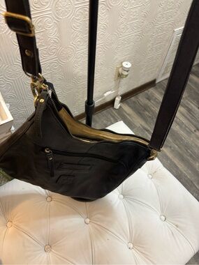 Milo Classic Black Genuine Leather Shoulder Bag with Adjustable Strap